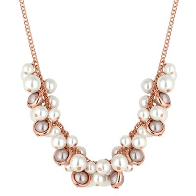 Gold and grey pearl cluster necklace